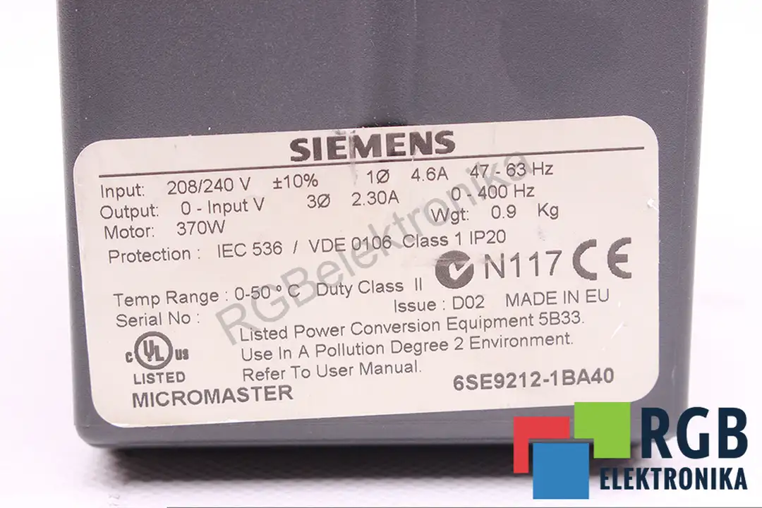 6se9212-1ba40 SIEMENS Reparatur