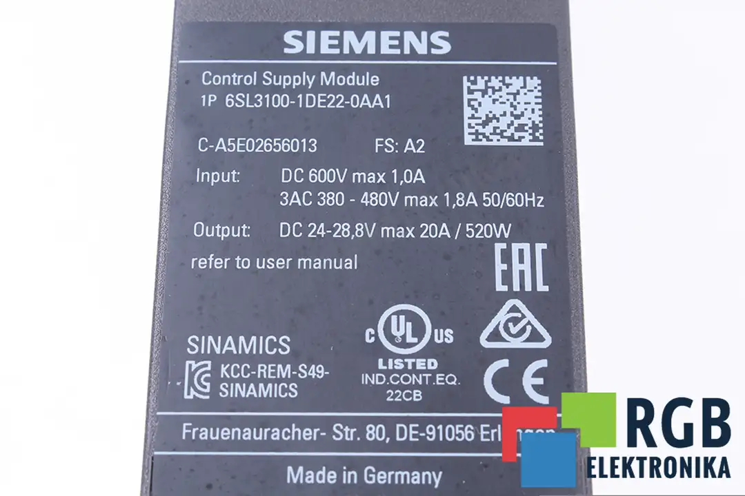 6SL3100-1DE22-0AA1 SIEMENS