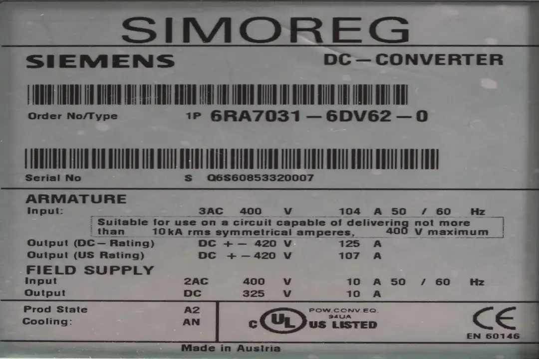 6ra7031-6dv62-0 SIEMENS Reparatur