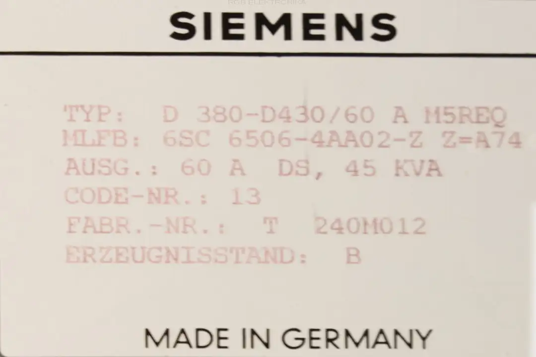 6SC 6506-4AA02-Z Z=A74 SIEMENS