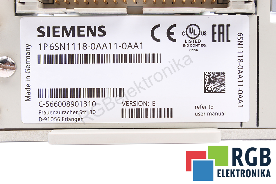 6SN1118-0AA11-0AA1 VER.E SIEMENS