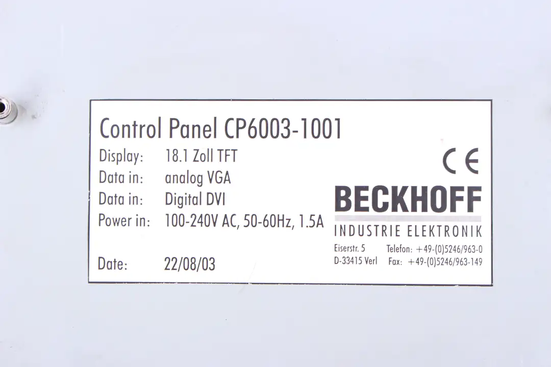 cp6003-1001 BECKHOFF Reparatur