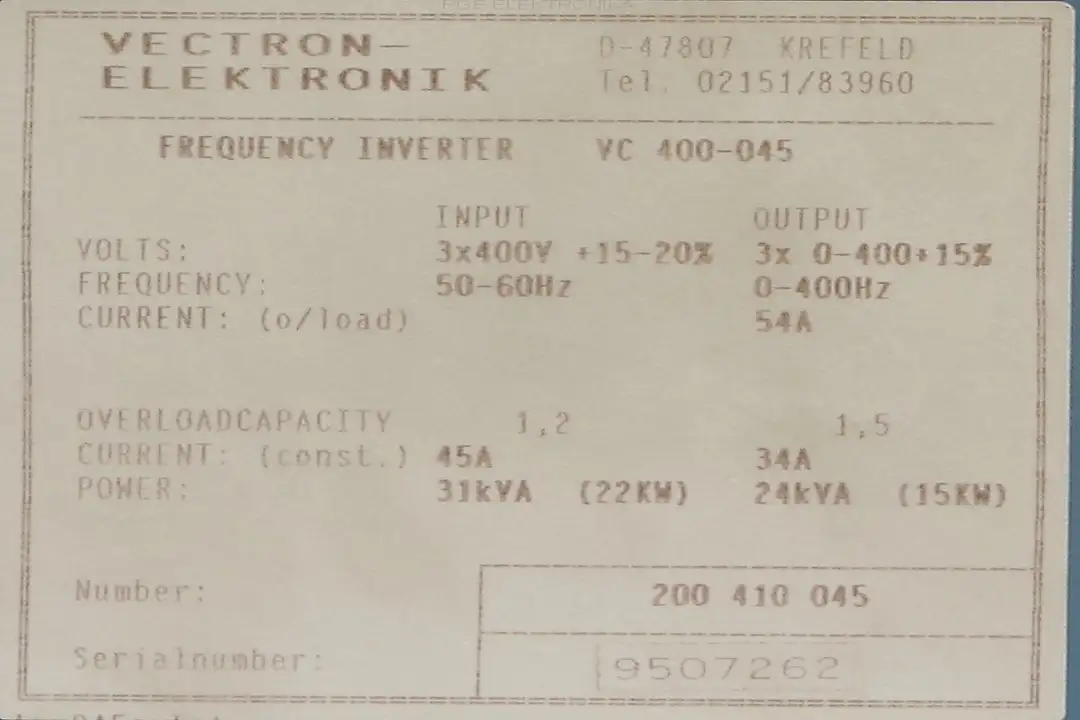 vc-400-045-drive-54a-15kw VECTRON ELEKTRONIK Reparatur
