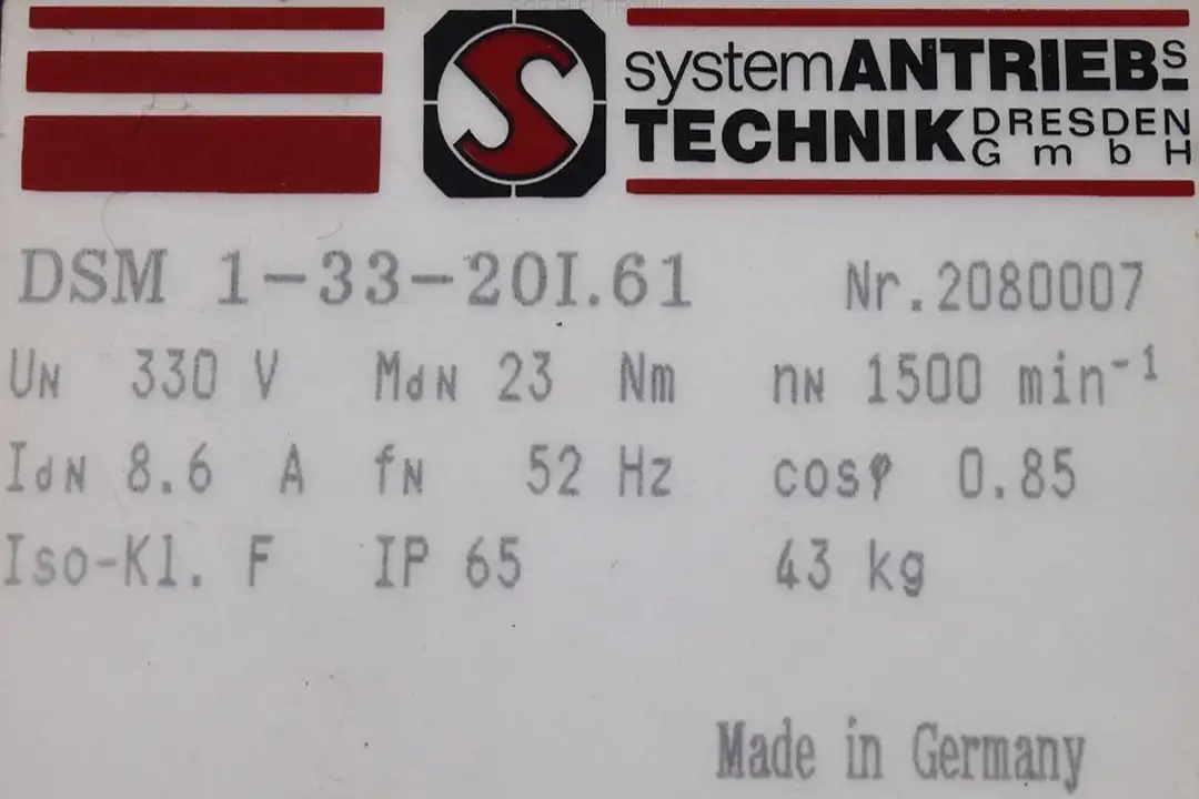 dsm-1-33-20i.61 SYSTEM ANTRIEBS TECHNIK DRESDEN GMBH Reparatur