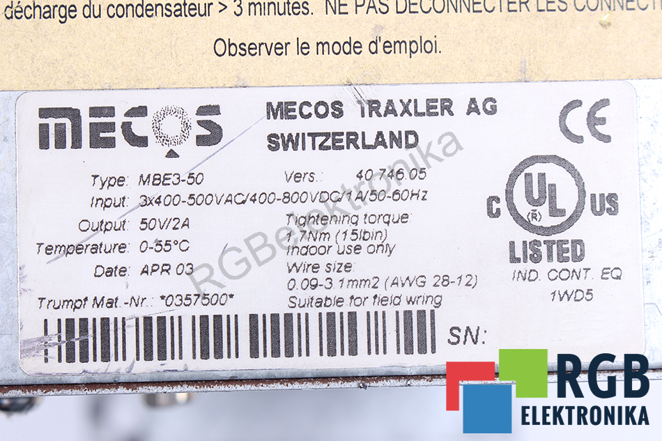 mbe3-50 MECOS TRAXLER Reparatur